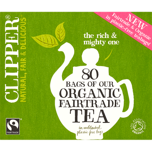 Clipper Fairtrade Organic Tea in Unbleached Plastic-Free Bags | 80 Tea Bags