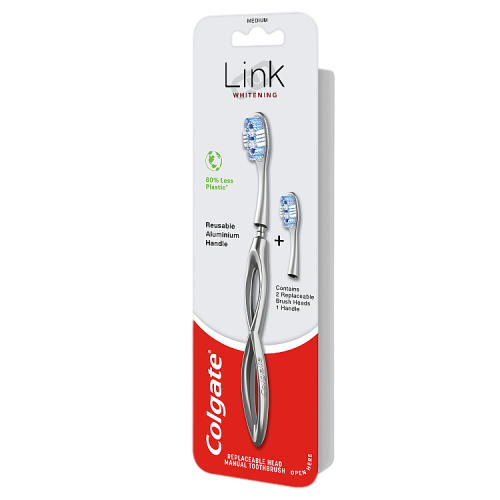 Colgate Link Whitening Medium Replaceable Head Manual Toothbrush Starter Kit