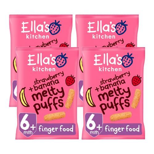 Ella's Kitchen Organic Strawberry & Banana Melty Puffs 6+ Months 4 x 20g