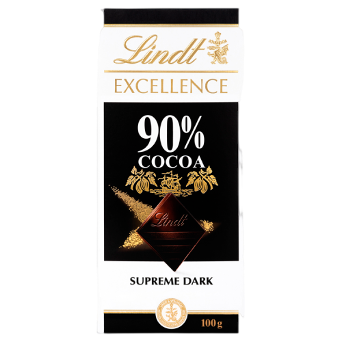 Lindt Excellence Intense Dark 90% Cocoa Chocolate Bar 100g