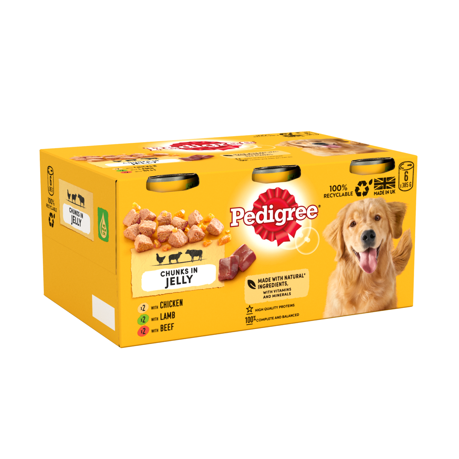 Pedigree Wet Dog Food Tins Mixed Variety Selection in Jelly 6 x 385g