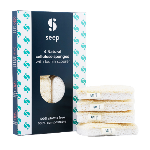 Seep Compostable Sponge with Loofah Scourer x 4
