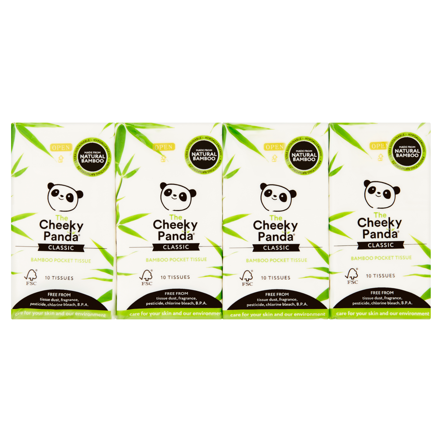 The Cheeky Panda Classic Bamboo Pocket Tissue Packs x 8