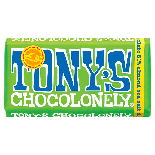 Tony's Chocolonely Fairtrade Dark Chocolate Almond Sea Salt 51% 180g