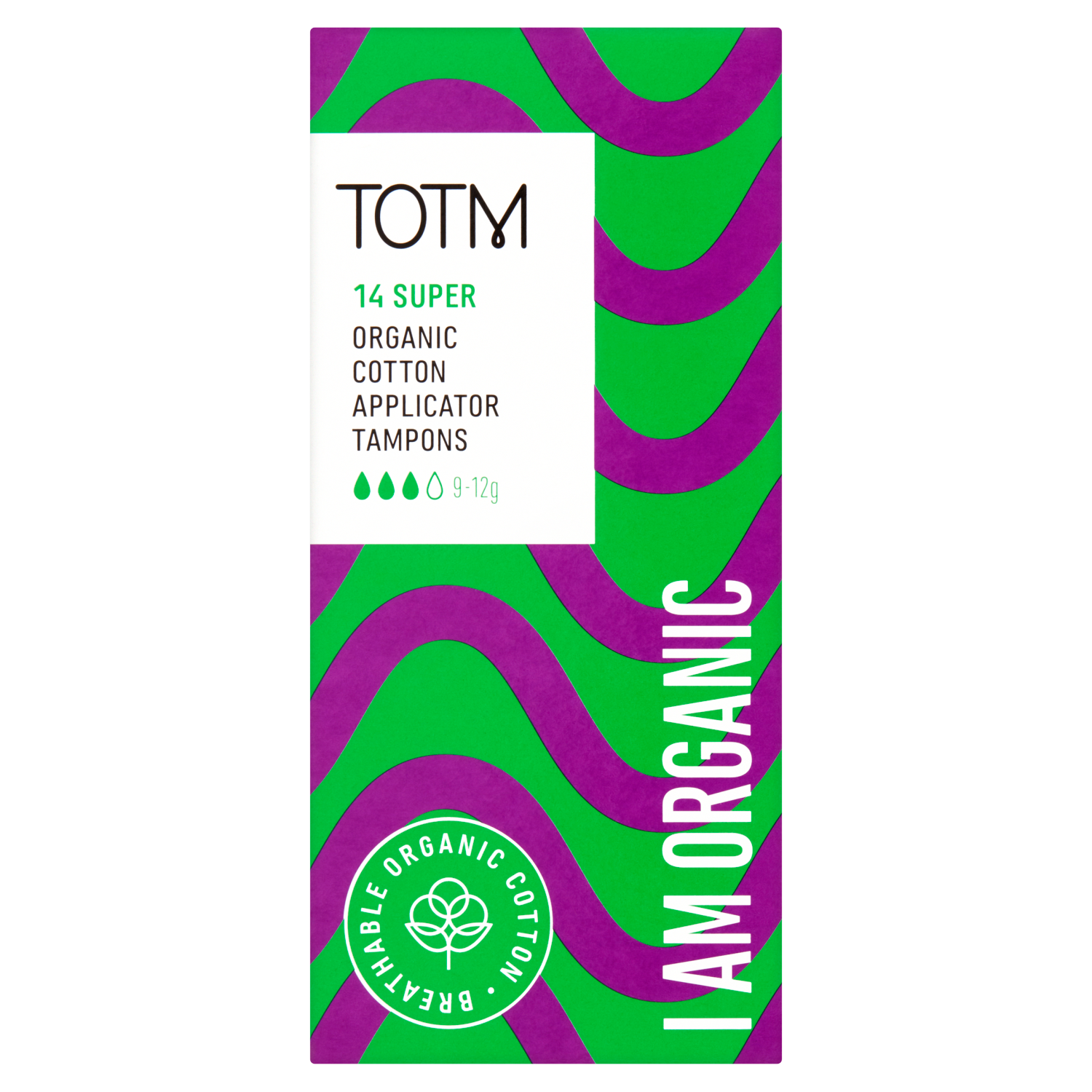 TOTM Super Applicator Tampon Organic Cotton x 14