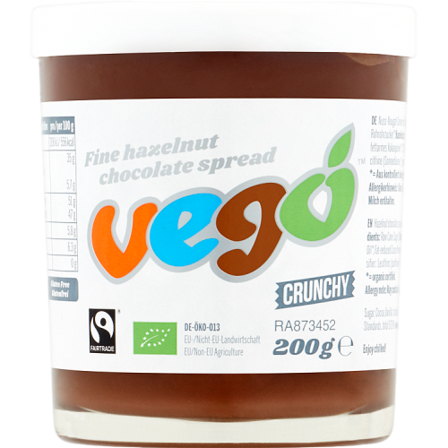 Vego Fairtrade Crunchy Fine Hazelnut Chocolate Spread 200g