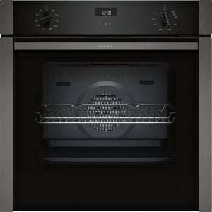 Neff B3ACE4HG0B Built In Electric Single Oven - Black with Graphite Trim