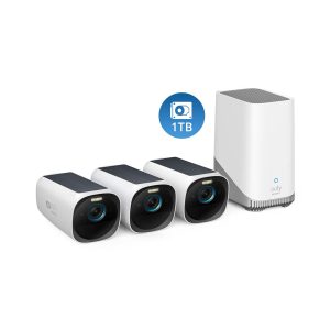eufyCam S330 (eufyCam 3) 3-Cam Kit + 1 TB Hard Drive White