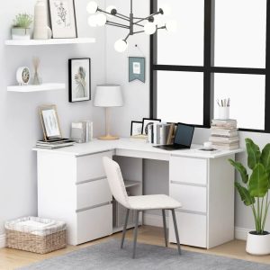 17 Stories Abdirizaq L-Shape Desk white 76.0 H x 100.0 W x 145.0 D cm