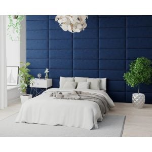 17 Stories Kayly 30 cm x 75 cm Peel and Stick Upholstered Wall Paneling in Navy 75.0 H x 30.0 W cm