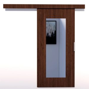 17 Stories Lorch Sliding Door With Laminate Surface brown 205.0 H x 106.0 W x 16.0 D cm