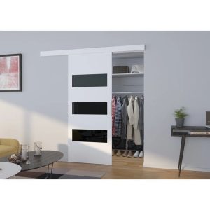 17 Stories Ludomila Sliding Door Prefinished brown 205.0 H x 86.0 W x 16.0 D cm