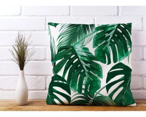 17 Stories Trocadero Tropical Jungle Leaf Floral Scatter Cushion with Filling 45.0 H x 45.0 W x 15.0 D cm
