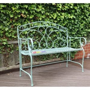 Astoria Grand Mcglone Iron Park Bench green 94.0 H x 104.0 W x 55.0 D cm