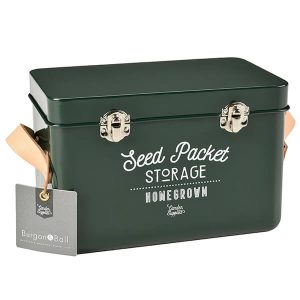 Burgon & Ball Leather Handled Seed Packets Storage Tin - Frog