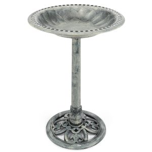 Christow Resin Rustic Bird Bath - Grey