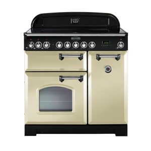 Rangemaster Classic Deluxe 90 Induction Range Cooker - Cream/Chrome