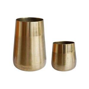 Fairmont Park Georgiev Two Metal Outdoor Plant Pots yellow 48.5 H x 35.0 W x 35.0 D cm