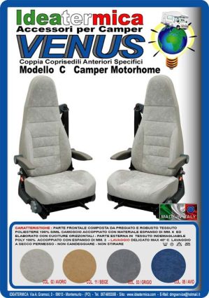 Ideatermica Venus C sEat cover with integrated hEadrest and straps 2 pieces blue