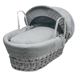 Kinder Valley Waffle Wicker Moses Basket with Bedding 50.0 H x 46.0 W x 83.0 D cm