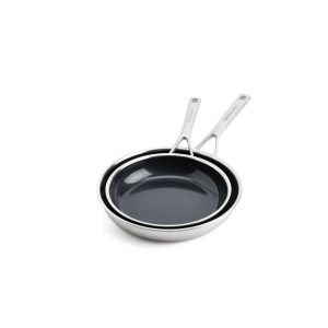 KitchenAid Multi-Ply Stainless Steel Ceramic Non-Stick 24cm & 28cm Frying Pan Set gray