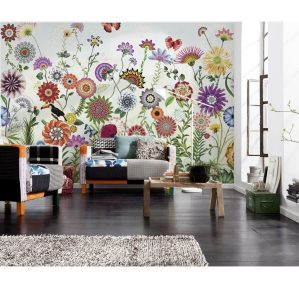Komar Abstract Flowers 3.68m x 2.54m Matte Mural gray 368.0 H x 254.0 W cm