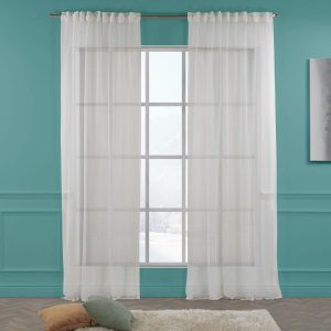Lilijan Home & Curtain Extra Long & Extra Wide Dots Patterned Lace Curtain Panels white 450.0 H x 280.0 W cm