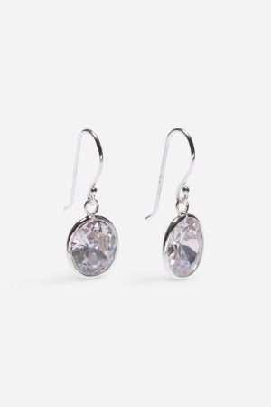 Lilly and Hope Sterling Silver Cubic Zirconia Oval Drop Earrings in Silver ONE female