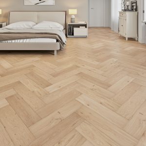Luxury Flooring Herringbone Natural Engineered Oak Brushed & Unfinished Flooring - 15mm x 600mm x 125mm