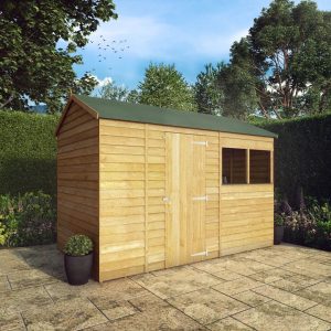 Mercia Garden Products Mercia 10 x 6ft Overlap Reverse Apex Shed brown 90.0 H x 120.0 W x 190.5 D cm
