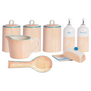 Nicola Spring Hand-Printed Kitchen Essentials Set-orange orange 20.0 H x 11.5 W x 11.5 D cm
