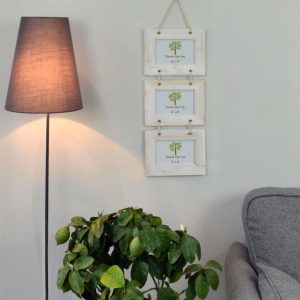Nicola Spring - Rustic Wooden Hanging 3 Photo Frames - 6 x 4" white 53.0 H x 21.5 W x 3.5 D cm