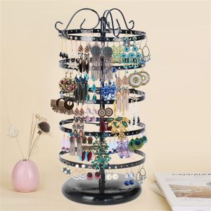 Ophelia & Co. Exquisite Jewelry Display Stand Necklace Rack Holder,220 Holes For Earrings- 14X6.3 Inch (Black) black 43.0 H x 15.0 W x 15.0 D cm