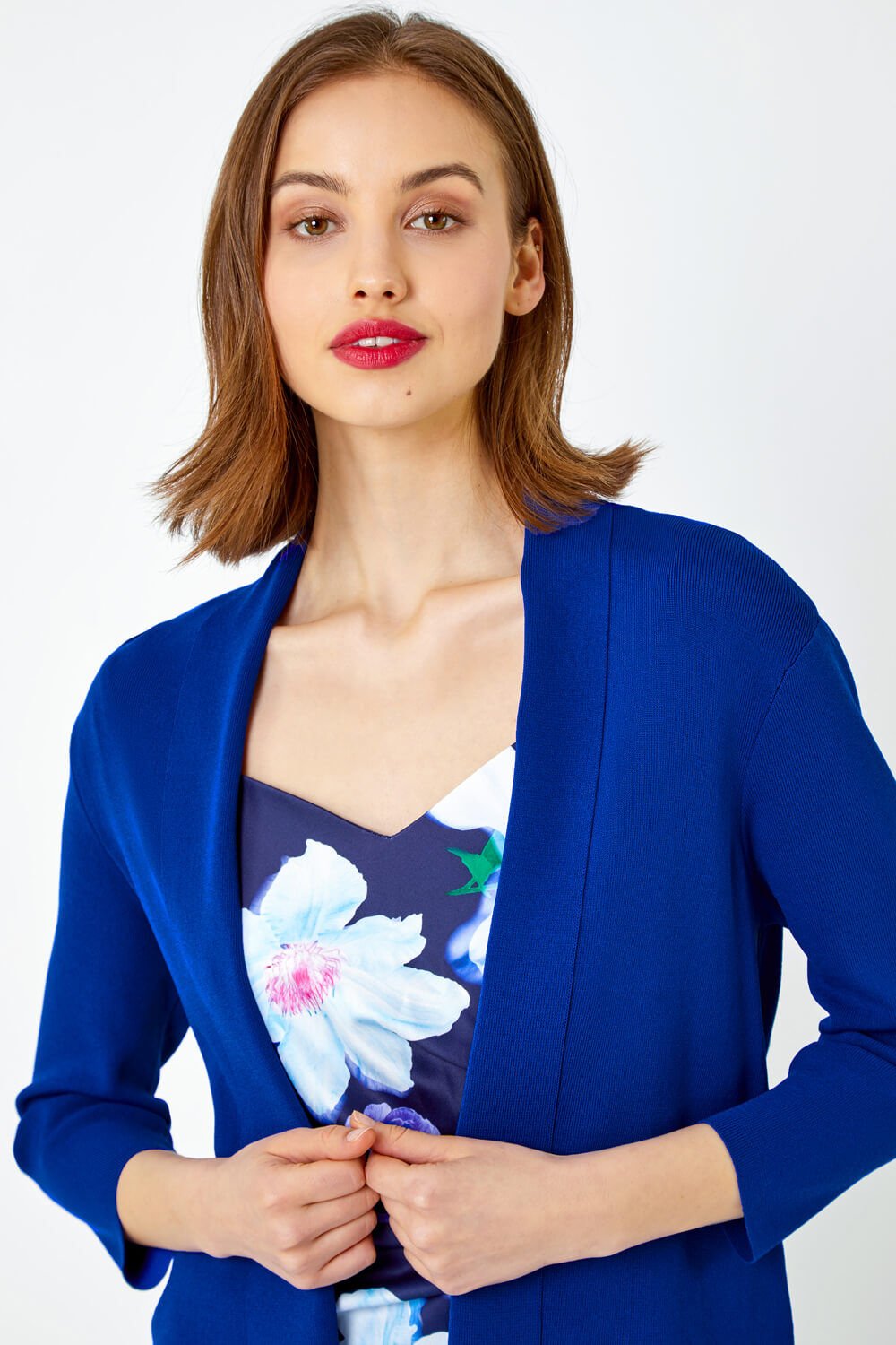 Roman Cropped Knitted Shrug in Blue 8 female MySupermarketCompare