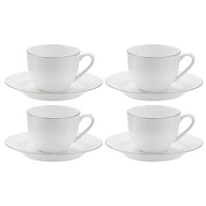 Royal Worcester Serendipity Platinum Set of 4 Teacup & Saucers