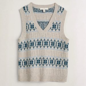 Seasalt Partridge Vest Porcelain Aran Cornflower