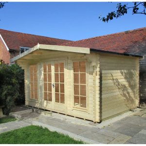 Shire Sheds Etna 14 x 10 Ft. Tongue and Groove Log Cabin 250.0 H x 419.0 W x 299.0 D cm