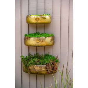 World Menagerie Gartman 3 Piece Metal Wall Planter Set 13.5 H x 18.5 W x 45.0 D cm