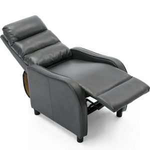 17 Stories Arneisha Faux Leather Manual Recliner gray/black 104.0 H x 66.0 W x 70.0 D cm
