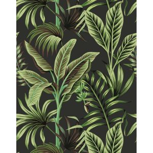 17 Stories Bold Tropical Wallpaper green/black 700.0 H x 75.0 W cm