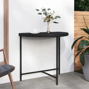 17 Stories Guiles Rattan Balcony Table gray/black 75.0 H x 80.0 W x 50.0 D cm