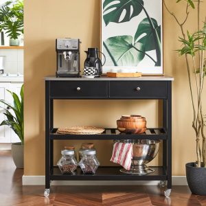Belfry Kitchen Blossom Kitchen Island with Stainless Steel Top gray/black/brown