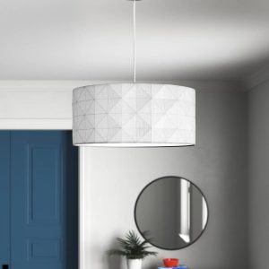 Zipcode Design Otterson Cotton Drum Lamp Shade white/brown 18.0 H x 40.0 W x 40.0 D cm