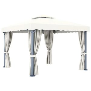 Dakota Fields Onekama 1.1m x 3m Metal Patio Gazebo white/brown 269.5194 H x 299.466 W x 300.0 D cm