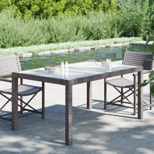 Ebern Designs Bryona Rattan Dining Table black/brown