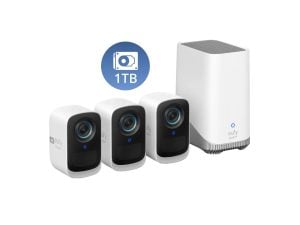 eufyCam S300 (eufyCam 3C) 3-Cam Kit +1 TB Hard Drive White