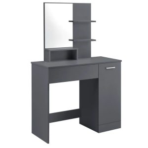 Ebern Designs Laura-Jane Dressing Table with Mirror brown/gray 137.5 H x 90.0 W x 38.0 D cm