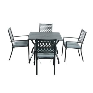 Marlow Home Co. Amenah Square 5 - Piece 4 - Person 95Cm L Outdoor Table Set black/gray 95.0 W x 95.0 D cm