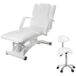 physa Electric Massage Table and Saddle Stool Set - 3 motors - remote control - white DIVINE WHITE EL.MASSAGELIEGE WEISS SET1