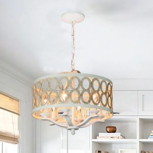 August Grove Politiko 6-Light Drum Chandelier brown/white